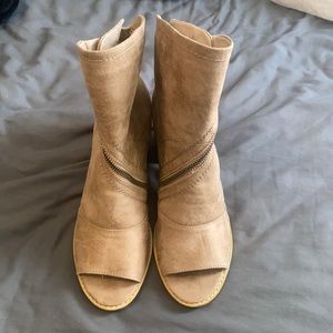 Tan Suede Wrap Booties